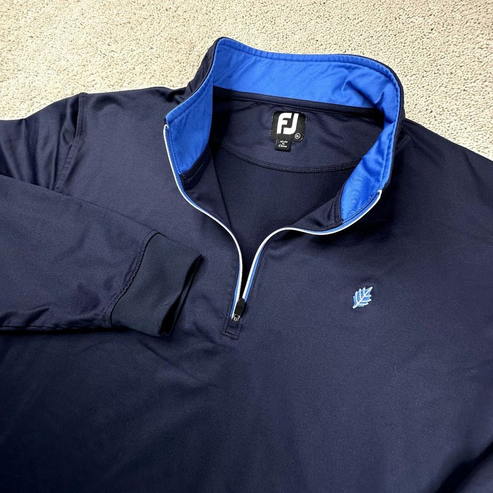 Footjoy Men's Quarter Zip Pullover Jacket Size XL Dark Navy Blue Long Sleeve